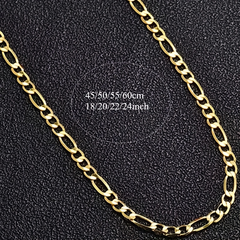 18K Gold Plated 316L Stainless Steel Figaro Chain Necklace